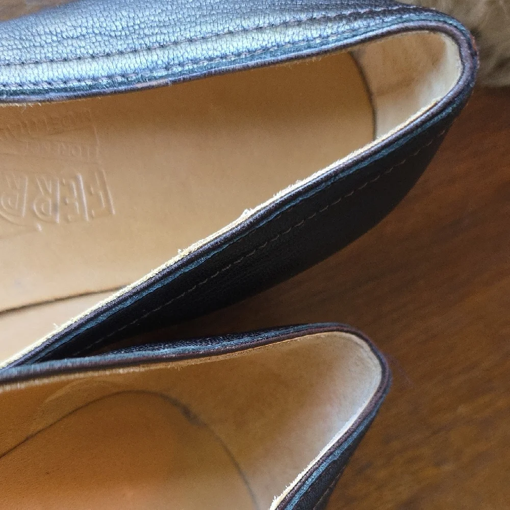 Salvatore Ferragamo Black Leather Mary Jane Ballet Flats Loafers 7.5